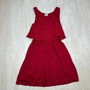 Anthropologie Lilka Red Geranium Classic Romantic Pullover Crochet Dress XS